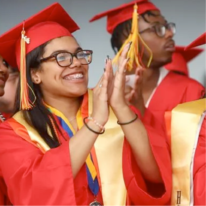 Close up of graduates from Glasgow High School