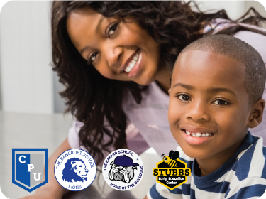 Image of an African American mother and son smiling