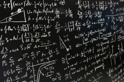 Chalkboard with Math Equations