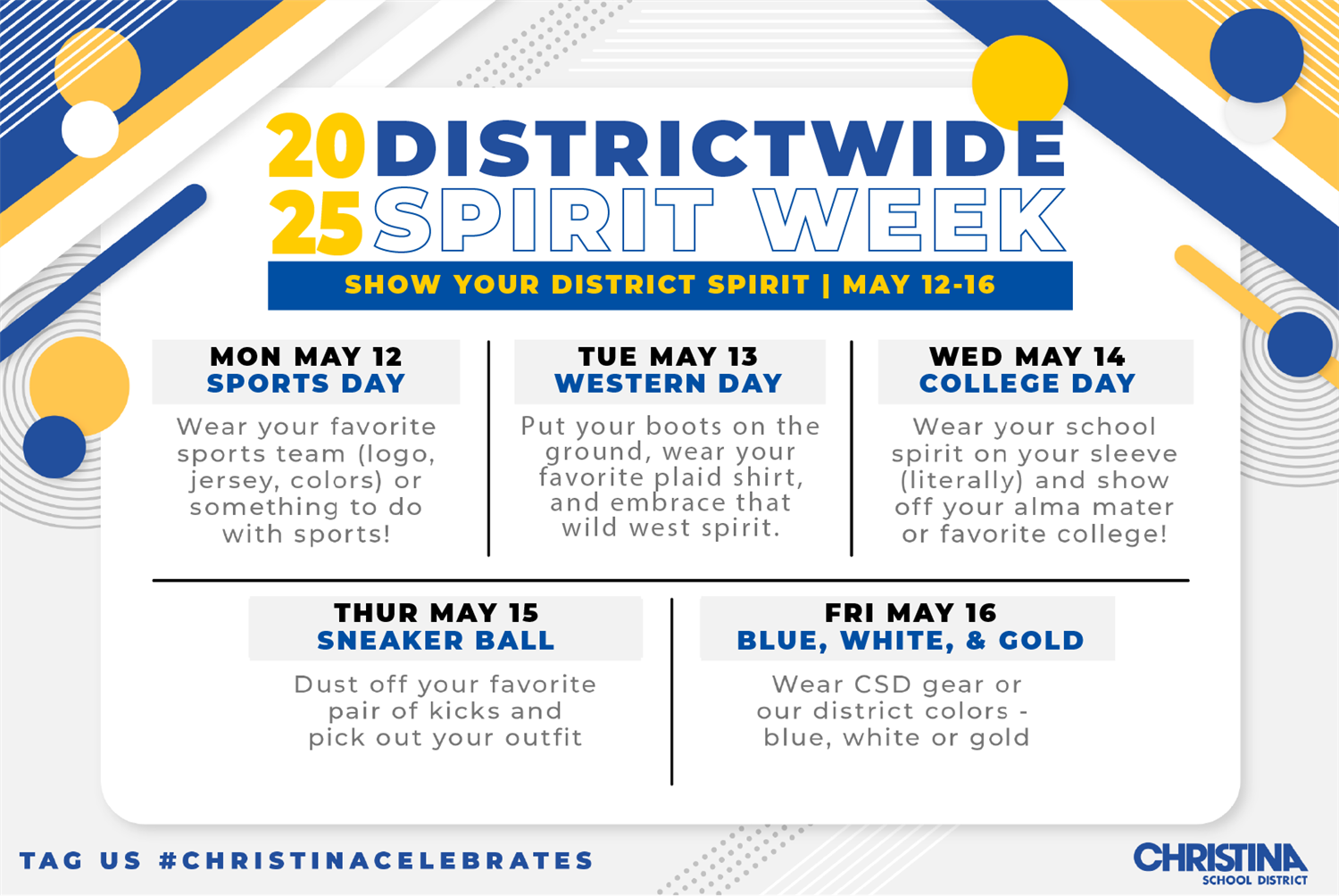 2025 Districtwide Spirit Week Schedule