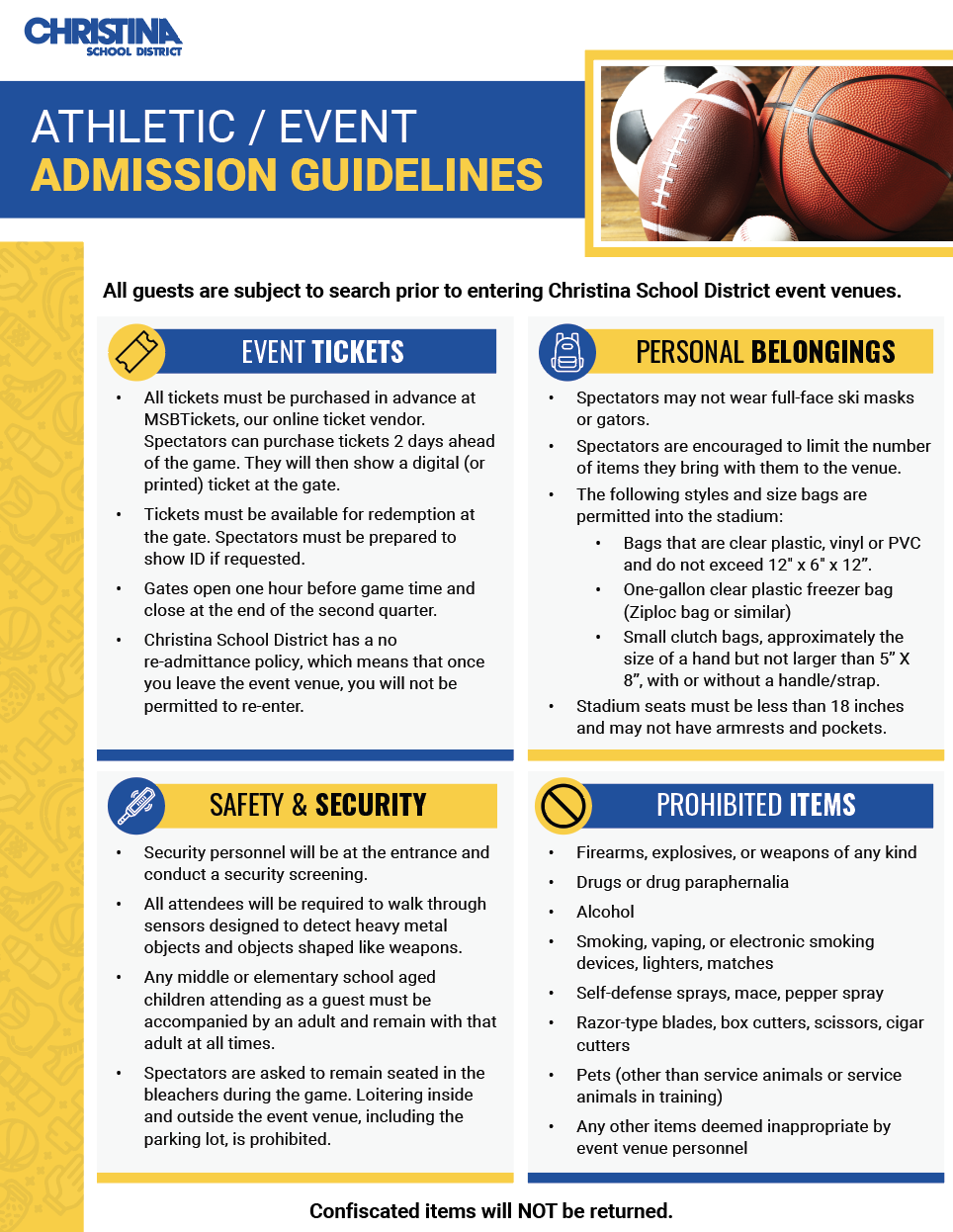 athletic / event admission guidelines 