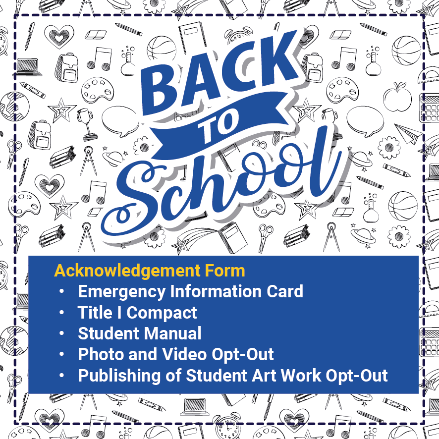 Back to School graphic with a background of handdrawn school supplies