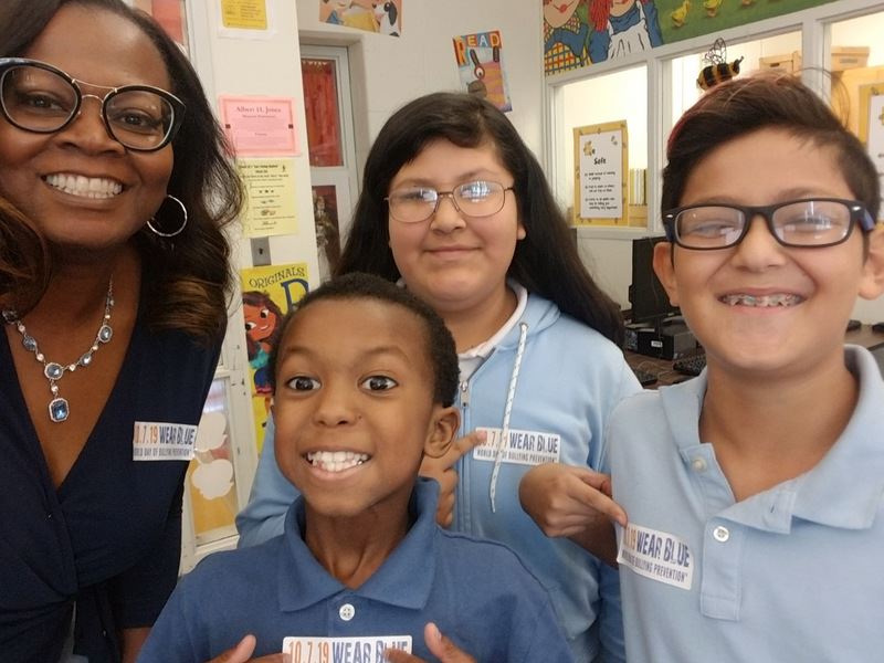 Principal Cale and students 