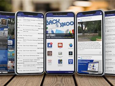 Mockup of CSD Mobile app on multiple phones