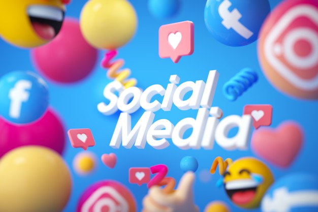 Concept collage of social media icons on balls